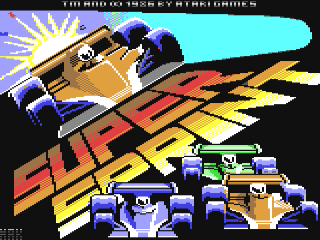 Super Sprint title screen for Commodore 64